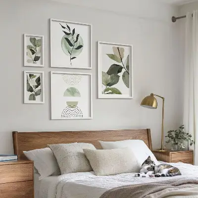 Framed photo set Scandinavian plant motifs
