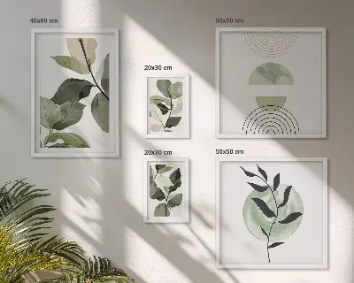 Framed photo set Scandinavian plant motifs