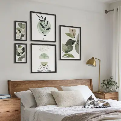 Framed photo set Scandinavian plant motifs