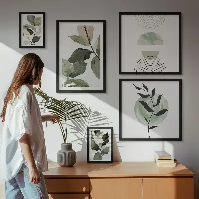 Framed photo set Scandinavian plant motifs