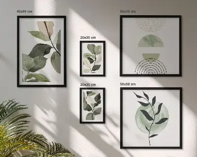 Framed photo set with Scandinavian plant motifs