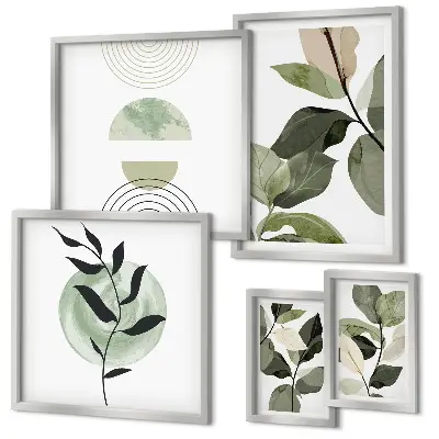 Framed photo set Scandinavian plant motifs