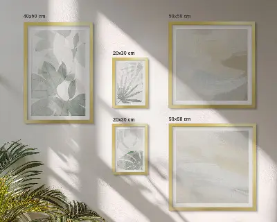 Gallery wall Gray and white plant motifs