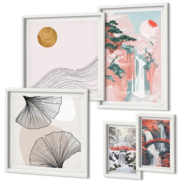 Framed photo set Waterfall landscapes Japan