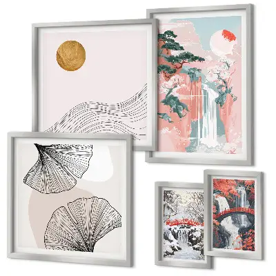 Framed photo set Waterfall landscapes Japan