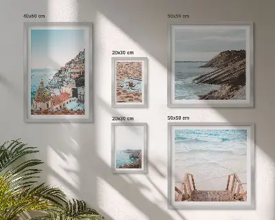 Set of 5 wall art pieces Italian towns, beaches, relaxation