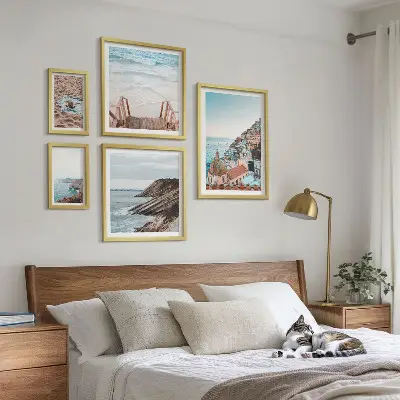 Set of 5 wall art pieces Italian towns, beaches, relaxation