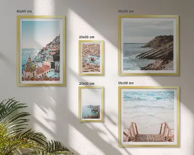 Set of 5 wall art pieces Italian towns, beaches, relaxation