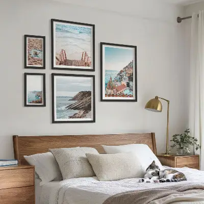 Set of 5 wall art pieces Italian towns, beaches, relaxation