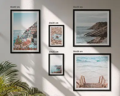 Set of 5 wall art pieces Italian towns, beaches, relaxation