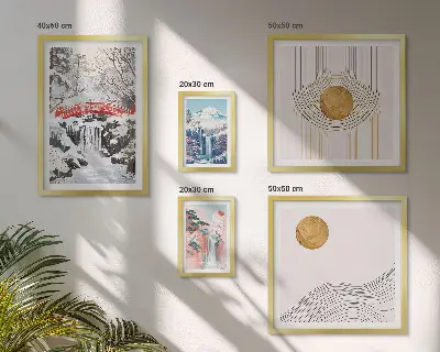 Gallery wall featuring landscapes, waterfalls, and bridges of Japan