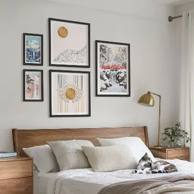 Gallery wall featuring landscapes, waterfalls, and bridges of Japan