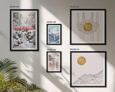 Gallery wall featuring landscapes, waterfalls, and bridges of Japan