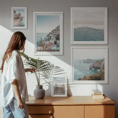 Framed photo set Landscapes of a seaside town