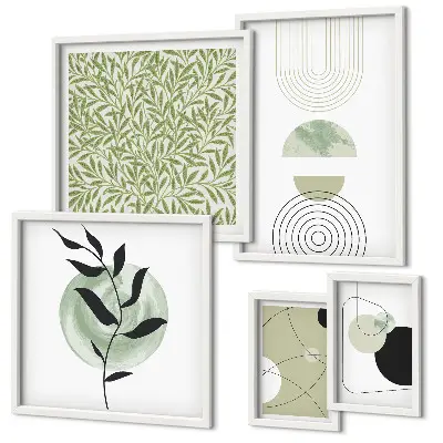 Set of 5 wall art pieces Abstract geometric plants