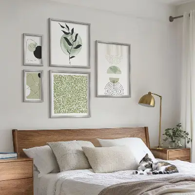 Set of 5 wall art pieces Abstract geometric plants