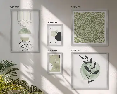 Set of 5 wall art pieces Abstract geometric plants