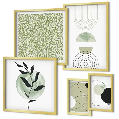 Set of 5 wall art pieces Abstract geometric plants