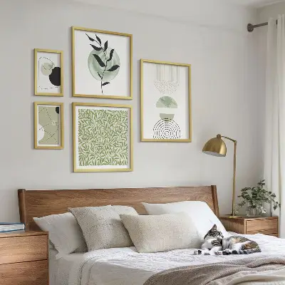 Set of 5 wall art pieces Abstract geometric plants