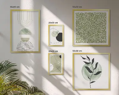 Set of 5 wall art pieces Abstract geometric plants