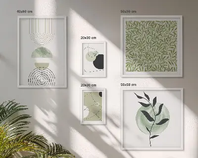 Set of 5 wall art pieces Abstract geometric plants
