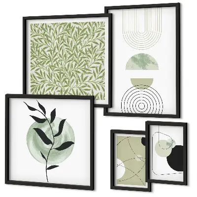 Set of 5 wall art pieces Abstract geometric plants