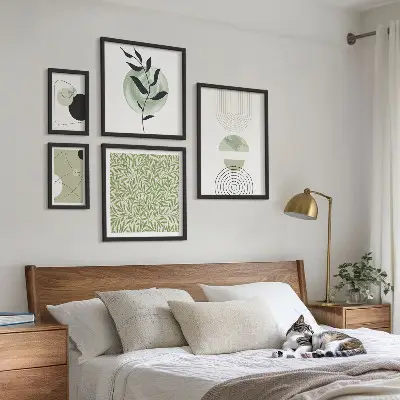 Set of 5 wall art pieces Abstract geometric plants