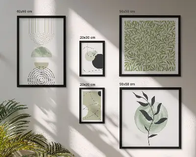 Set of 5 wall art pieces Abstract geometric plants