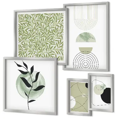 Set of 5 wall art pieces Abstract geometric plants