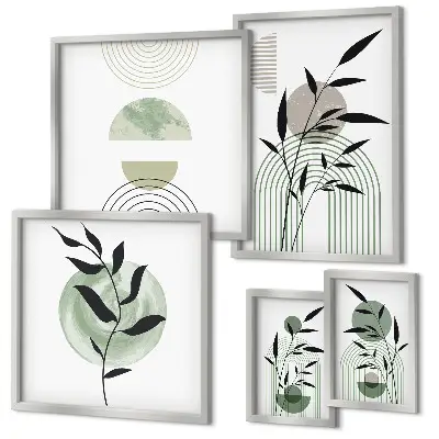Framed photo set Stylish plant graphics