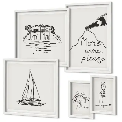 Set of 5 wall art pieces Stylish wine graphics relaxation