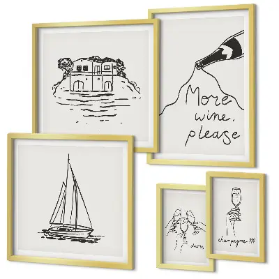 Set of 5 wall art pieces Stylish wine graphics relaxation