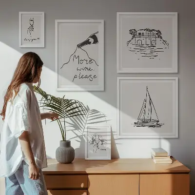Set of 5 wall art pieces Stylish wine graphics relaxation
