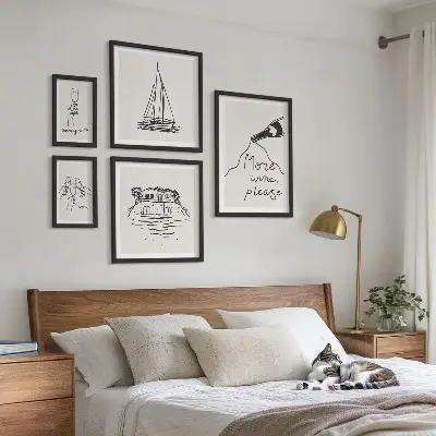 Set of 5 wall art pieces Stylish wine graphics relaxation