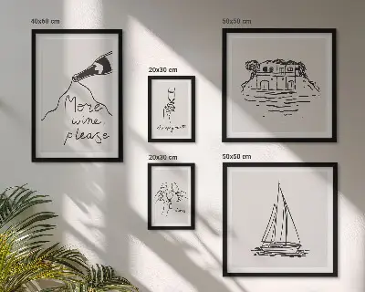 Set of 5 wall art pieces Stylish wine graphics relaxation