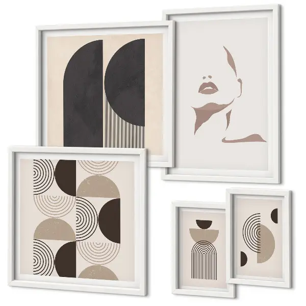 Set of 5 wall art pieces Stylish geometric portraits