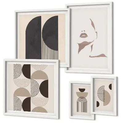 Set of 5 wall art pieces Stylish geometric portraits