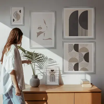 Set of 5 wall art pieces Stylish geometric portraits