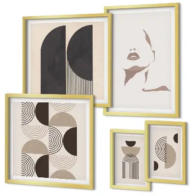 Set of 5 wall art pieces Stylish geometric portraits