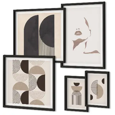 Set of 5 wall art pieces Stylish geometric portraits
