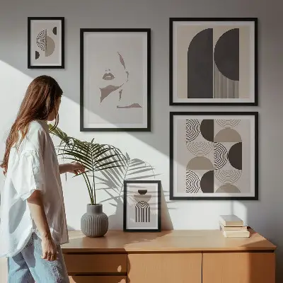 Set of 5 wall art pieces Stylish geometric portraits