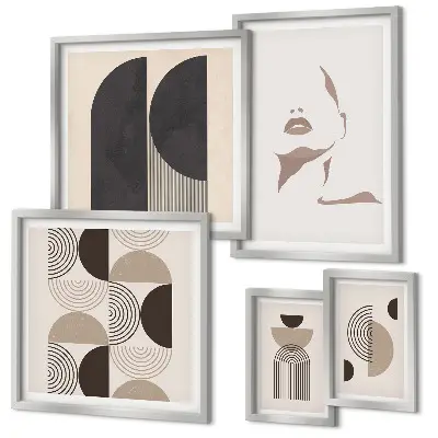 Set of 5 wall art pieces Stylish geometric portraits