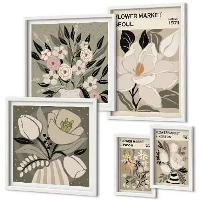 Gallery wall Floral patterns from London and Seoul