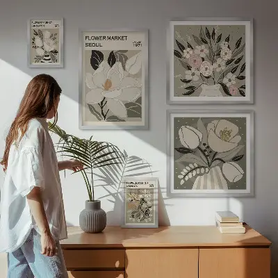 Gallery wall Floral patterns from London and Seoul
