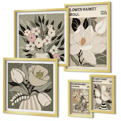 Gallery wall Floral patterns from London and Seoul