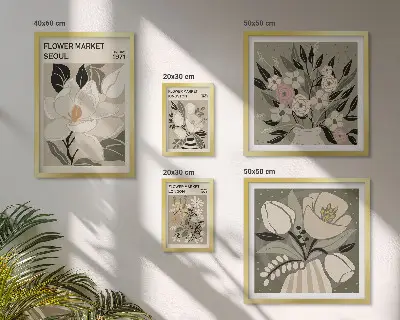 Gallery wall Floral patterns from London and Seoul