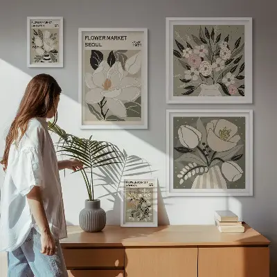 Gallery wall Floral patterns from London and Seoul