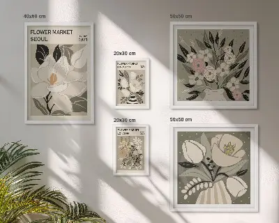 Gallery wall Floral patterns from London and Seoul