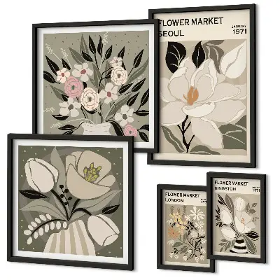 Gallery wall Floral patterns from London and Seoul