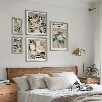 Set of 5 wall art pieces Retro vintage flower fair